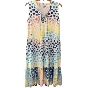 Lightweight sleeveless dress with ombre dot pattern, size XL